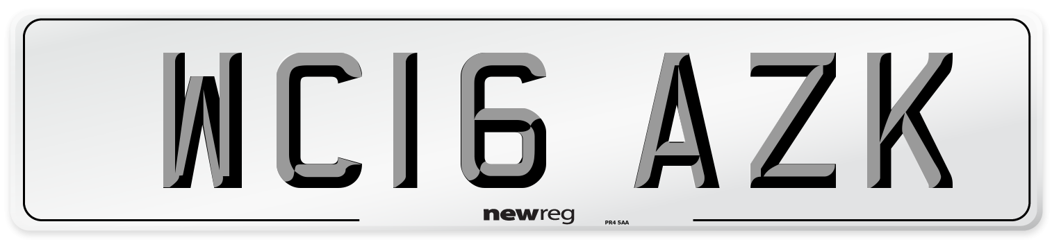 WC16 AZK Number Plate from New Reg